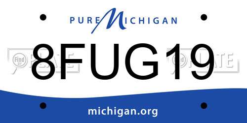 8FUG19 Michigan License Plate