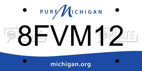8FVM12 Michigan License Plate