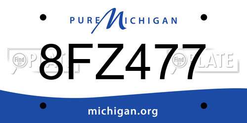 8FZ477 Michigan License Plate