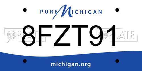 8FZT91 Michigan License Plate
