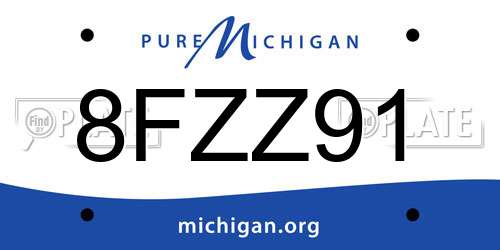 8FZZ91 Michigan License Plate