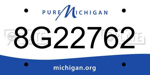 8G22762 Michigan License Plate