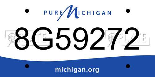 8G59272 Michigan License Plate