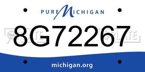 8G72267 Michigan License Plate