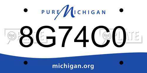8G74C0 Michigan License Plate