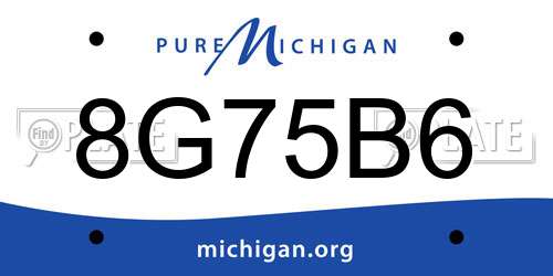 8G75B6 Michigan License Plate