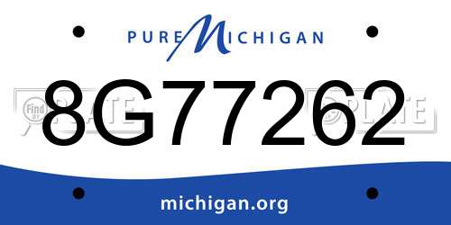 8G77262 Michigan License Plate