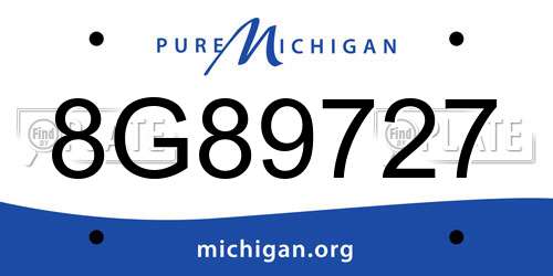 8G89727 Michigan License Plate