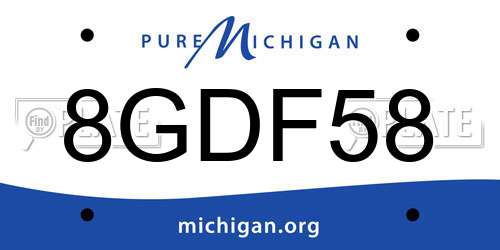 8GDF58 Michigan License Plate