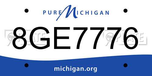 8GE7776 Michigan License Plate
