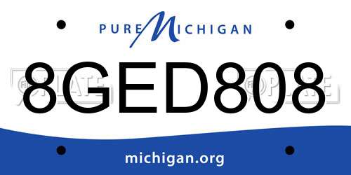 8GED808 Michigan License Plate