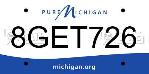 8GET726 Michigan License Plate