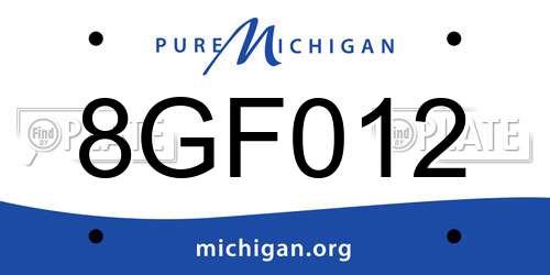 8GF012 Michigan License Plate