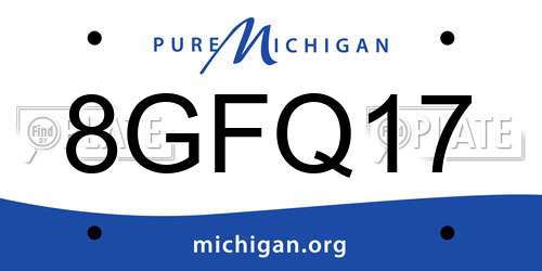 8GFQ17 Michigan License Plate