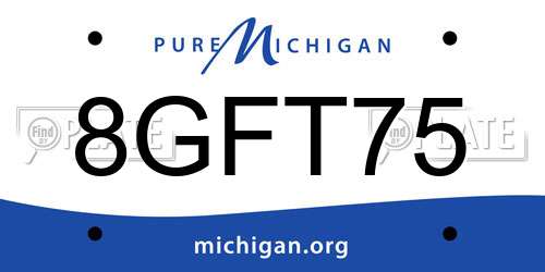 8GFT75 Michigan License Plate