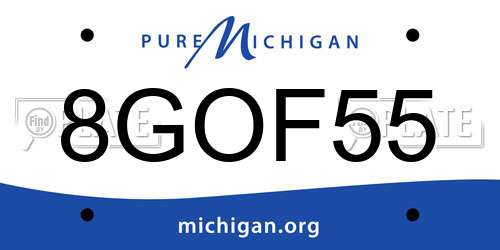 8GOF55 Michigan License Plate