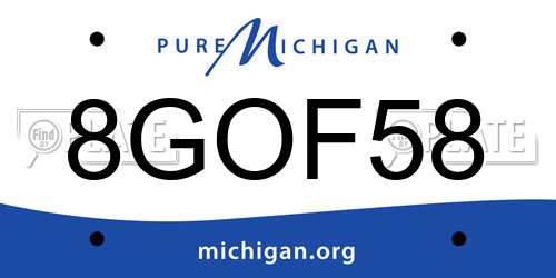 8GOF58 Michigan License Plate