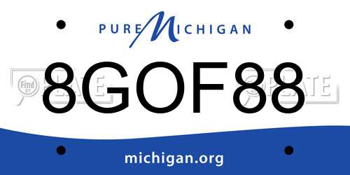 8GOF88 Michigan License Plate