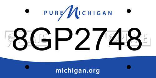 8GP2748 Michigan License Plate