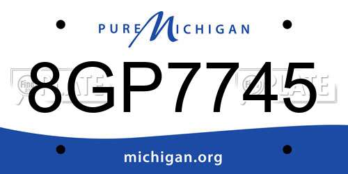 8GP7745 Michigan License Plate
