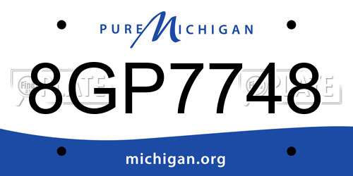 8GP7748 Michigan License Plate