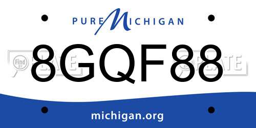 8GQF88 Michigan License Plate