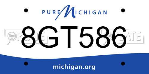 8GT586 Michigan License Plate