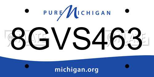 8GVS463 Michigan License Plate