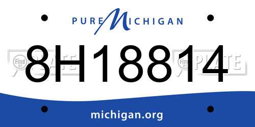 8H18814 Michigan License Plate