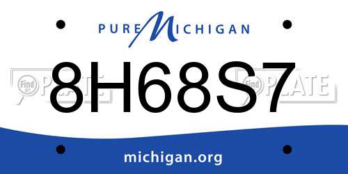 8H68S7 Michigan License Plate