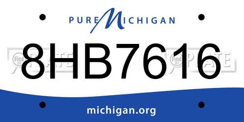 8HB7616 Michigan License Plate