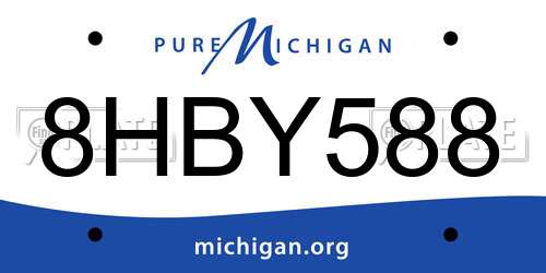 8HBY588 Michigan License Plate