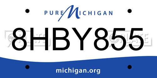8HBY855 Michigan License Plate