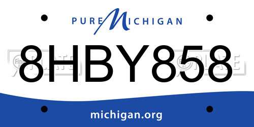 8HBY858 Michigan License Plate