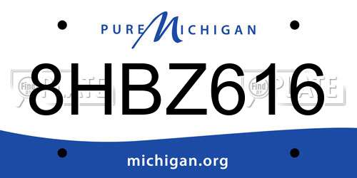 8HBZ616 Michigan License Plate