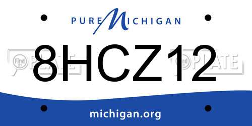 8HCZ12 Michigan License Plate