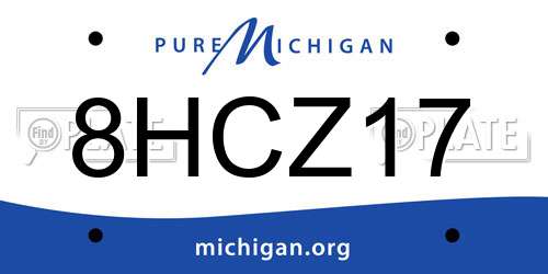 8HCZ17 Michigan License Plate