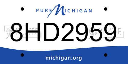 8HD2959 Michigan License Plate