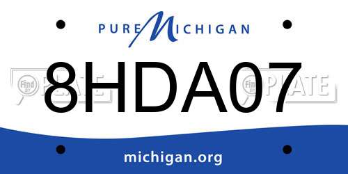 8HDA07 Michigan License Plate