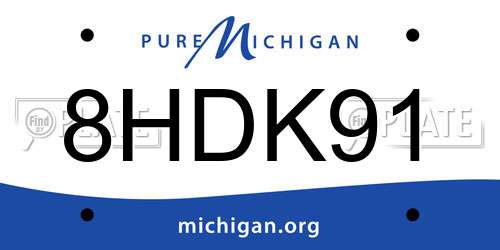 8HDK91 Michigan License Plate
