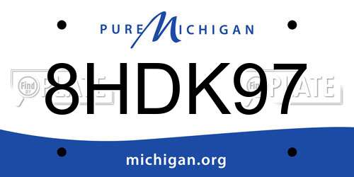 8HDK97 Michigan License Plate