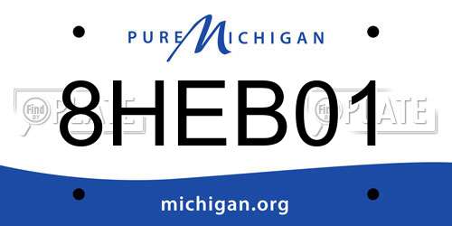 8HEB01 Michigan License Plate