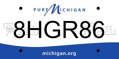 8HGR86 Michigan License Plate