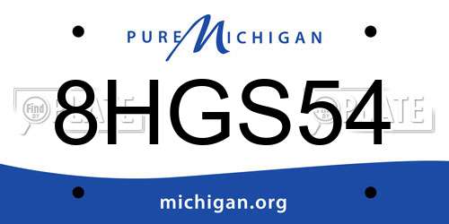 8HGS54 Michigan License Plate
