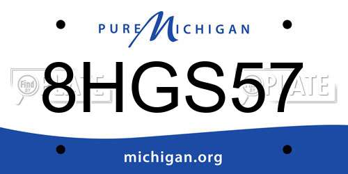 8HGS57 Michigan License Plate