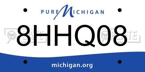8HHQ08 Michigan License Plate