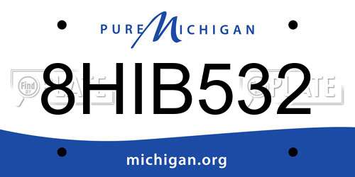 8HIB532 Michigan License Plate