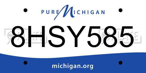 8HSY585 Michigan License Plate