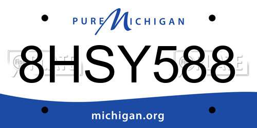 8HSY588 Michigan License Plate