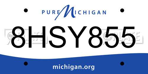 8HSY855 Michigan License Plate